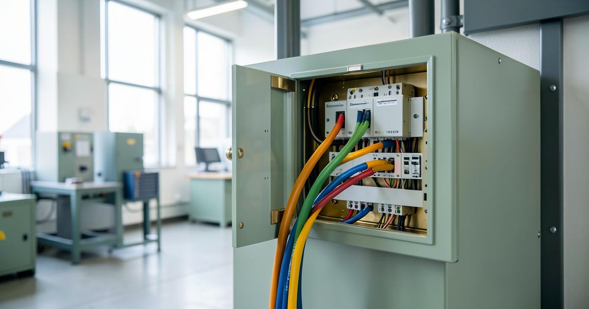 Instalação elétrica trifásica num quadro empresarial