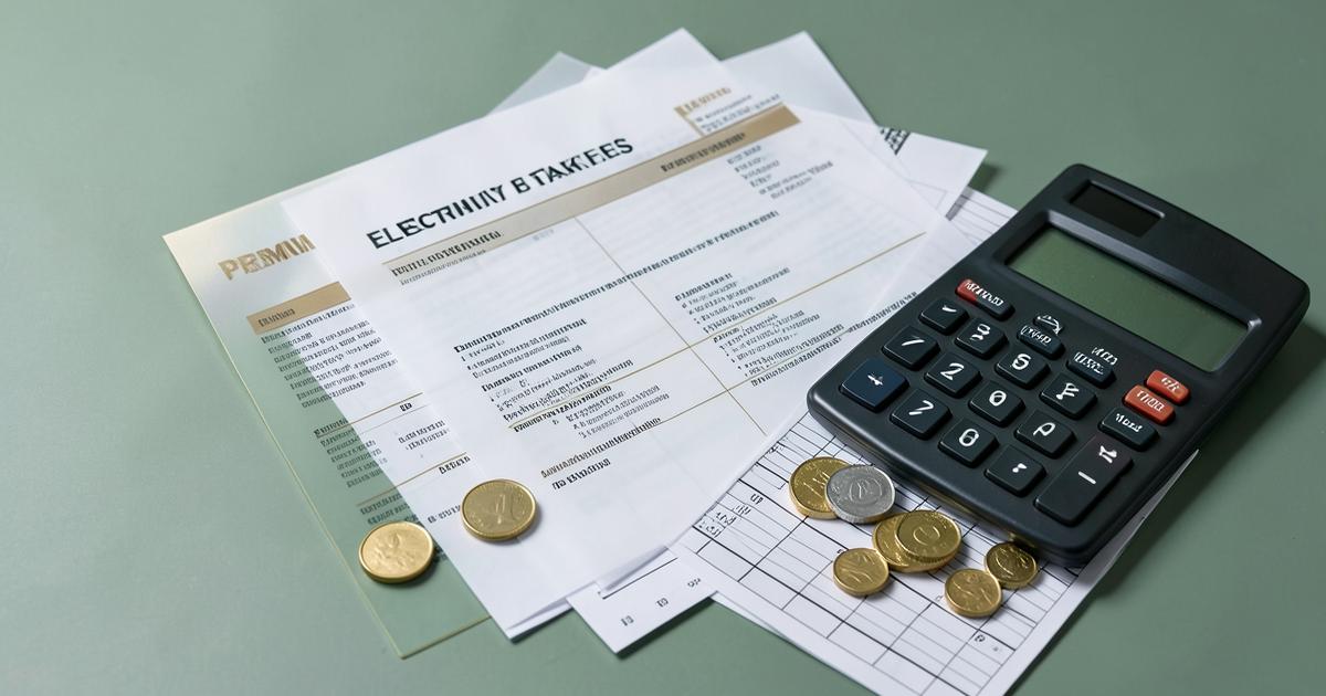 Faturas, calculadora e moedas para analisar taxas de eletricidade